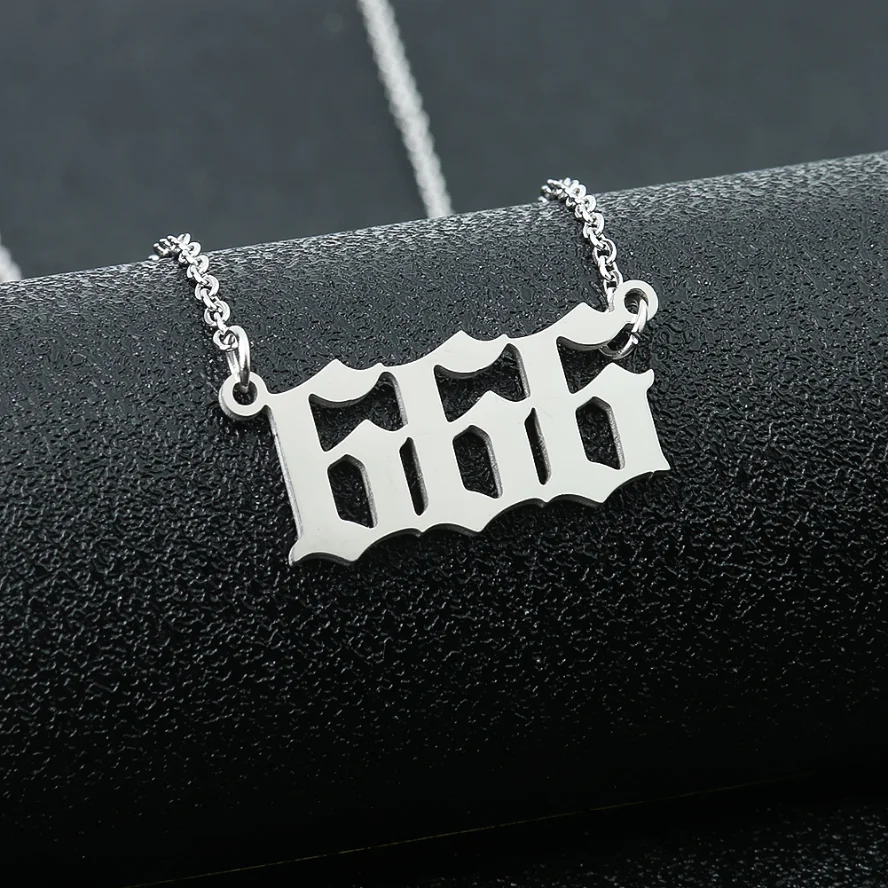 Evil Number 666 Bible Demon Symbol Pendant Stainless Steel Chains Charms Necklace Falling Angels Devil Satanic Jewelry Necklace view 4