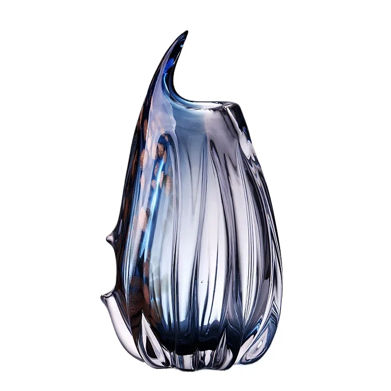 

Modern light luxury crystal glazed glass vase living room water raising green plants high-end
