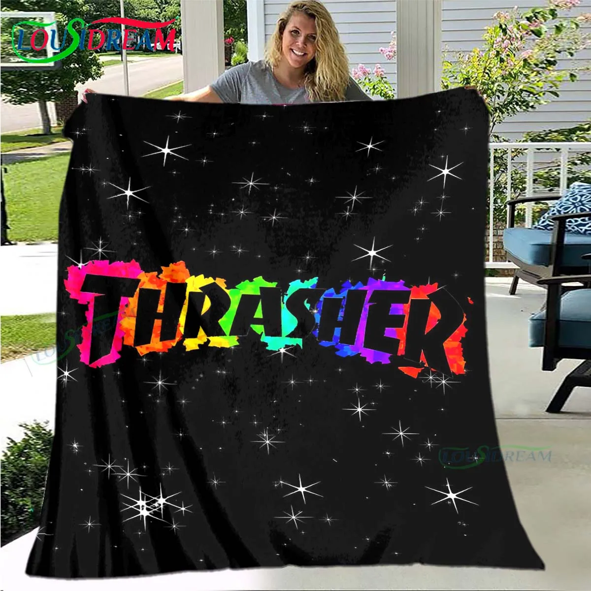 Fashion Cool T-Thrasher Printed Soft Blanket  Living Room Bedroom Sofa Bed Blanket  Gift Portable Picnic Blanket Luxury Gift