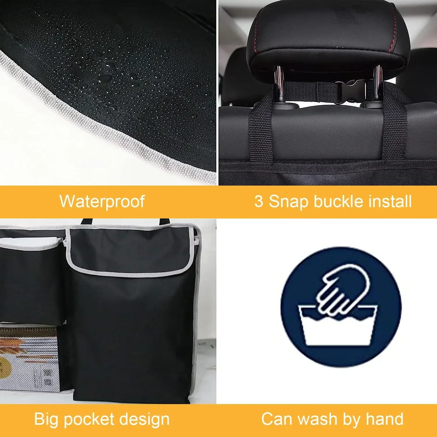 Borsa per sedile posteriore universale per Organizer per sedile posteriore dell'auto con 4 tasche e 2 sacchetti in rete Organizer per riporre gli accessori per appendere il sedile posteriore