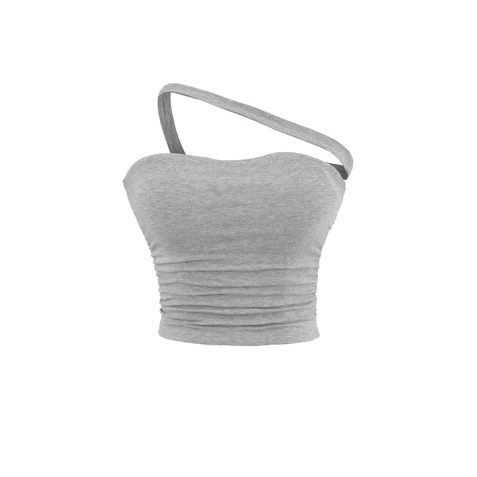 Clássico design bidirecional cinta colete feminino verão com almofada no peito sensação nua interior wear sexy versátil ort topo