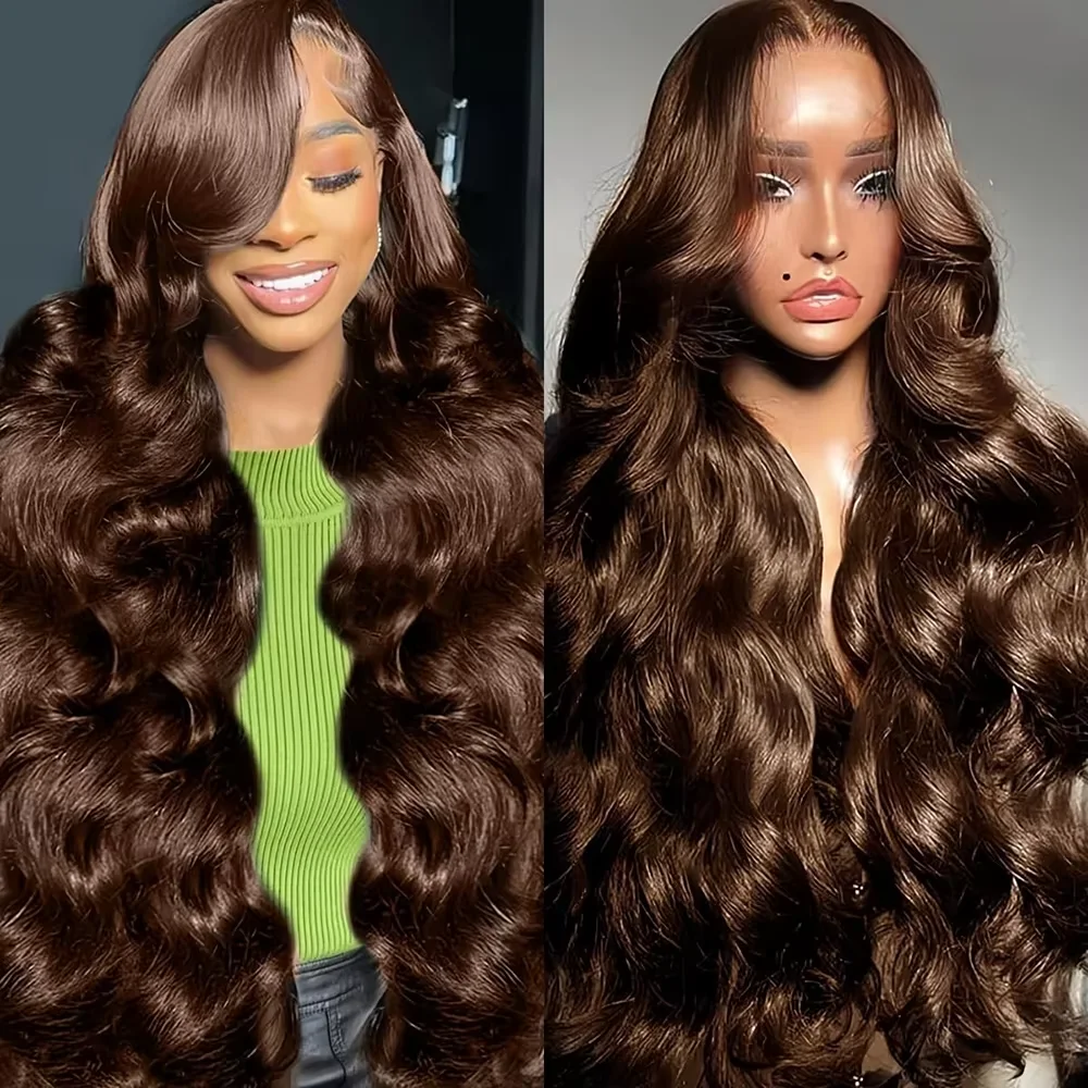 

40-дюймовый парик из натуральных волос шоколадно-коричневого цвета, 13x6 HD, с волнистым эффектом, кружевной фронтальный парик из натуральных бразильских волос, предварительно выщипанный