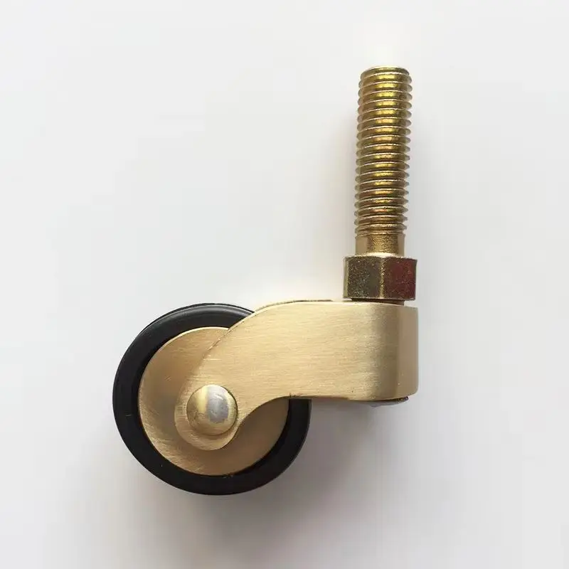 4PCS 1inch Solid Brass Casters Table Chair Couch Cabinet Feet Castors 360° Rotary Wheels Rubber Silent Furniture Rollers+Screws