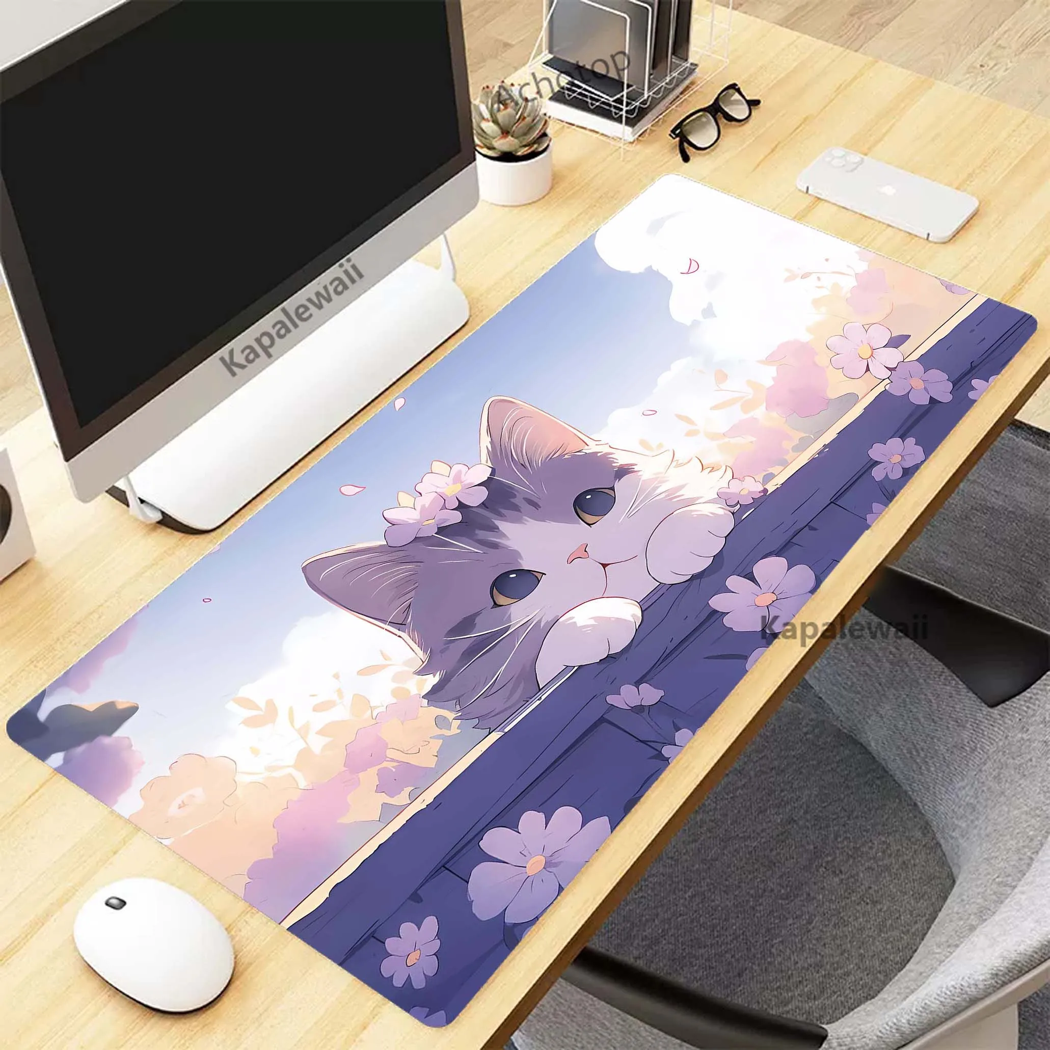 

Cute Kawaii Cat Bright Color Gaming Mousepad Gamer Speed Accessories Keyboard Pads Computer Mouse Pad Large Mouse Mat XXL 90x40