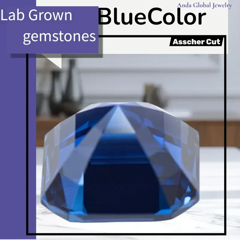 

L-Lab Grown Sapphire RoyalBlueColor Asscher Cut AAA+Clarity Gems for Jewelry Setting&Custom Design Certificate Daily Matching