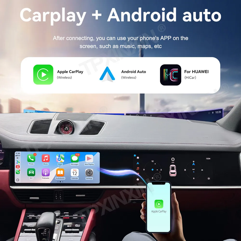 

12,3-дюймовый автомобильный радиоприемник для Porsche Cayenne 2018-2023 с Android Auto, GPS-навигацией, мультимедиа, видео и стереосистемой