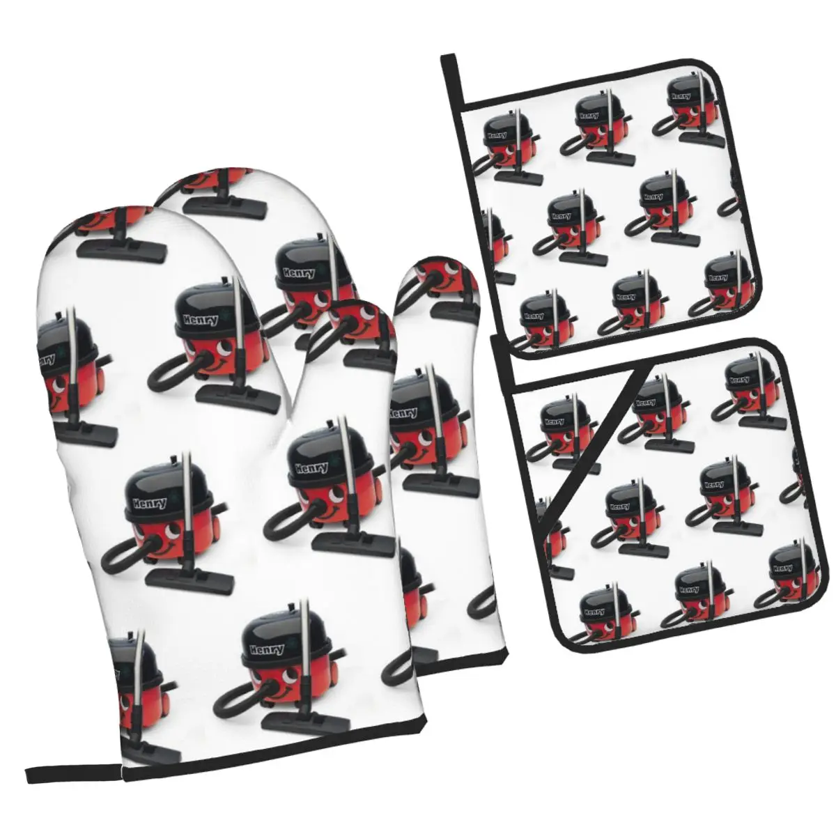 Henry Hoover Oven Mitts and Pot Holder Sets of 4 for Baking Kitchen Cooking BBQ Resistant Non-Slip Gloves