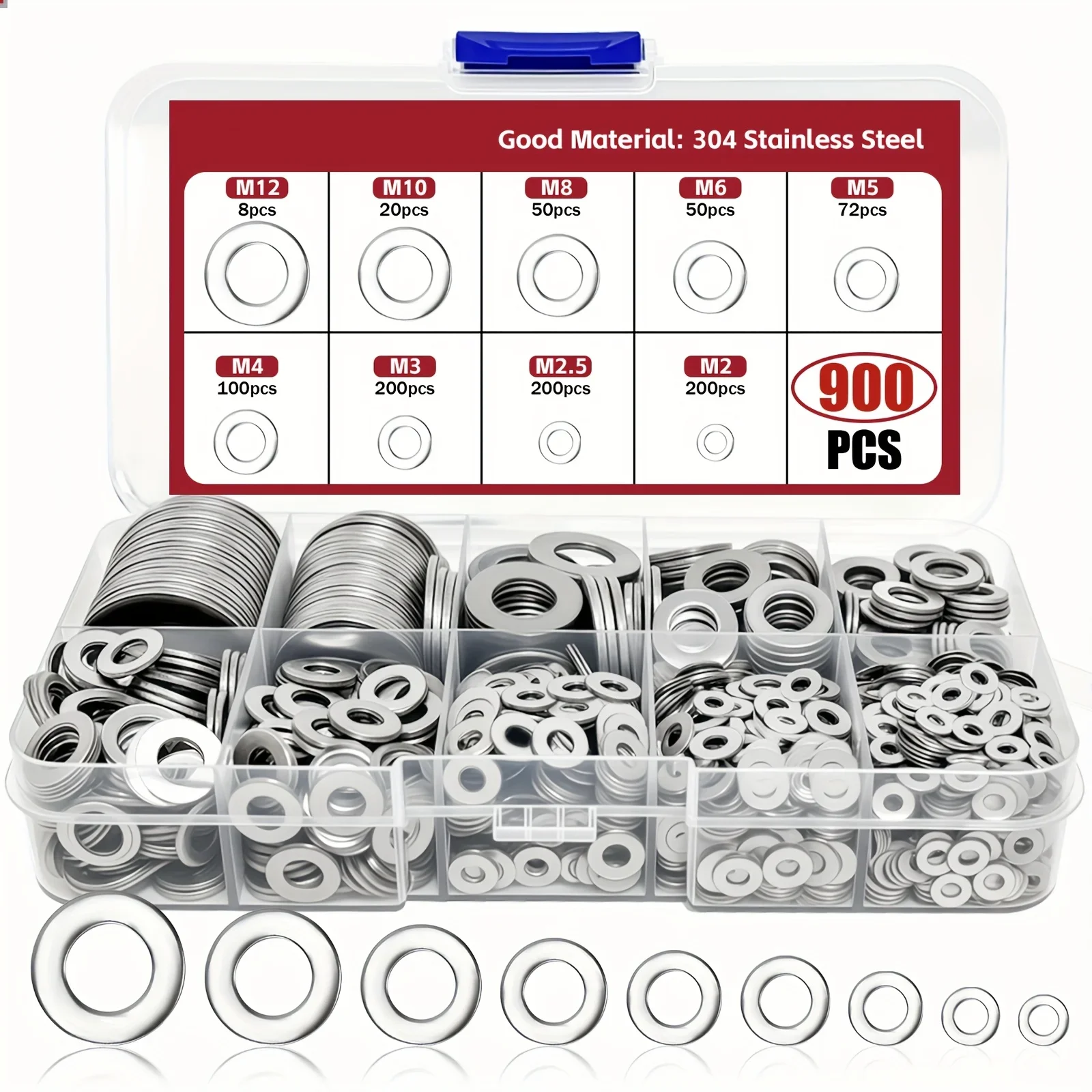 900 - piece 304 Stainless Steel Washer Set, made of durable material, polished and electroplated, won't damage the surface of fa
