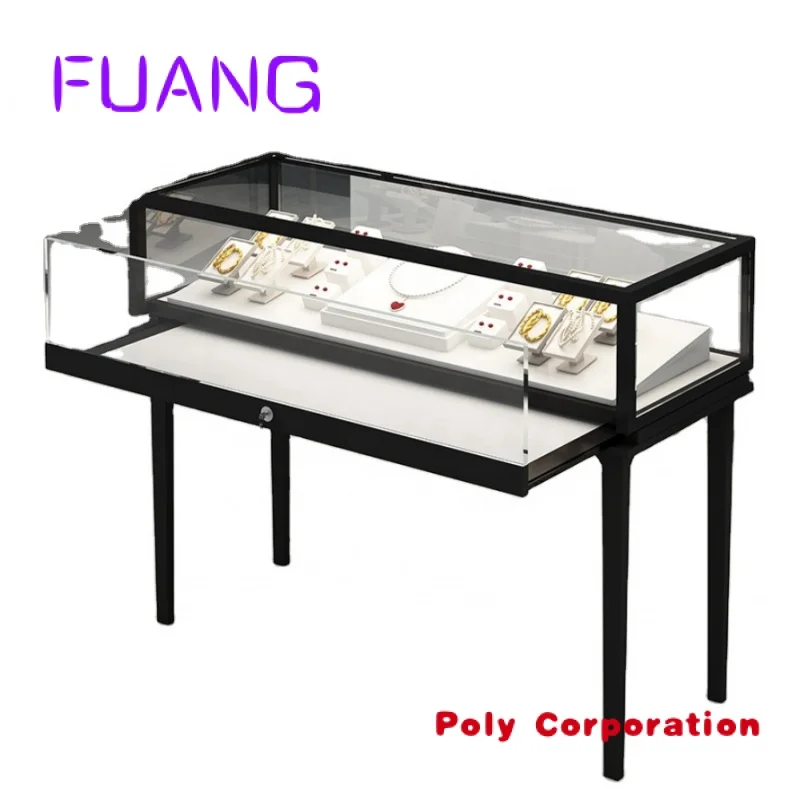 Custom  Ready Stock Watch Display Fashion Modern Table Top Glass Corner Display Case Jewelry