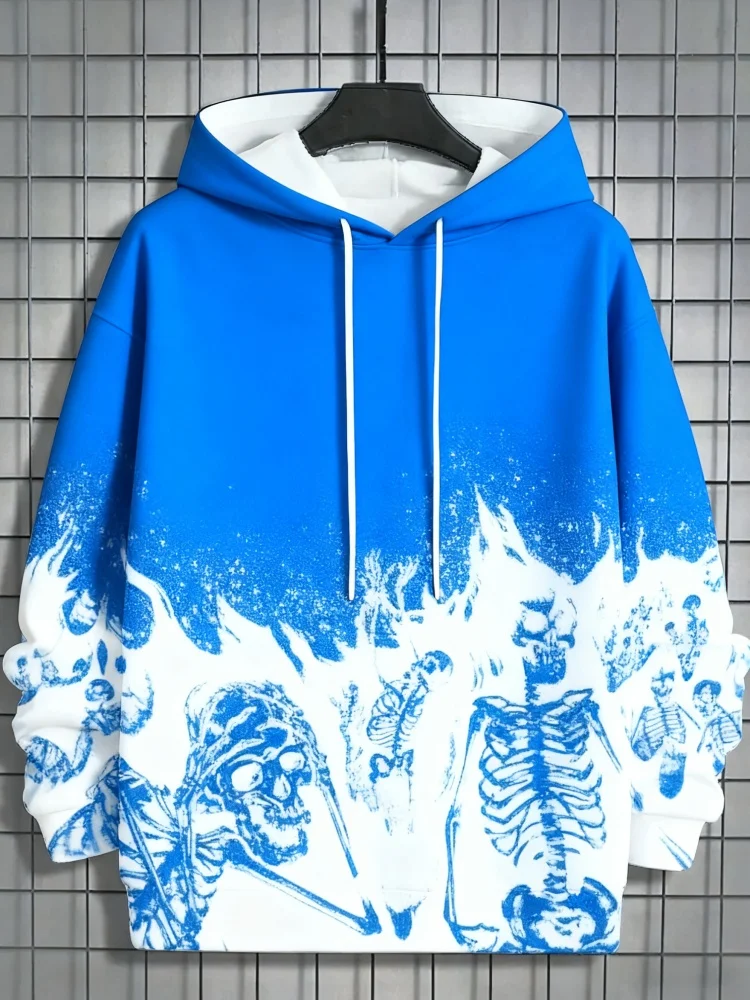 

Fashion Men's Hoodies Halloween Theme Skull Graphic 3D Print Sweatshirt Autumn Winter Casual Thin Pullovers Street Harajuku Tops
