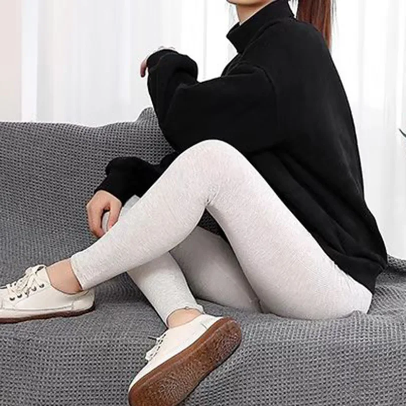 Ribbed Cotton Leggings Women Spring and Autumn Tights High Elastic Skinny Casual Pants Workout Walking Solid Leggings for Women