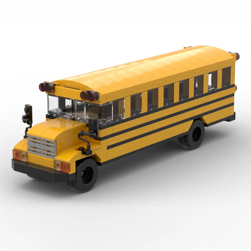 Modelo de coche urbano, ladrillos de construcción MOC, autobús escolar clásico, tecnología Modular, regalos de vacaciones para niños, juguetes para montar, traje
