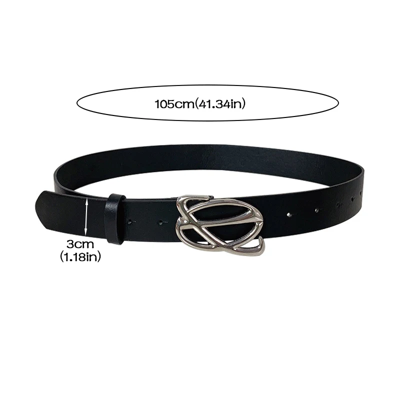 PU Leather Belt Korean Metal Buckle Waist Belts for Women Men Punk Black Vintage Jeans Pant Waistband Y2K Accessories