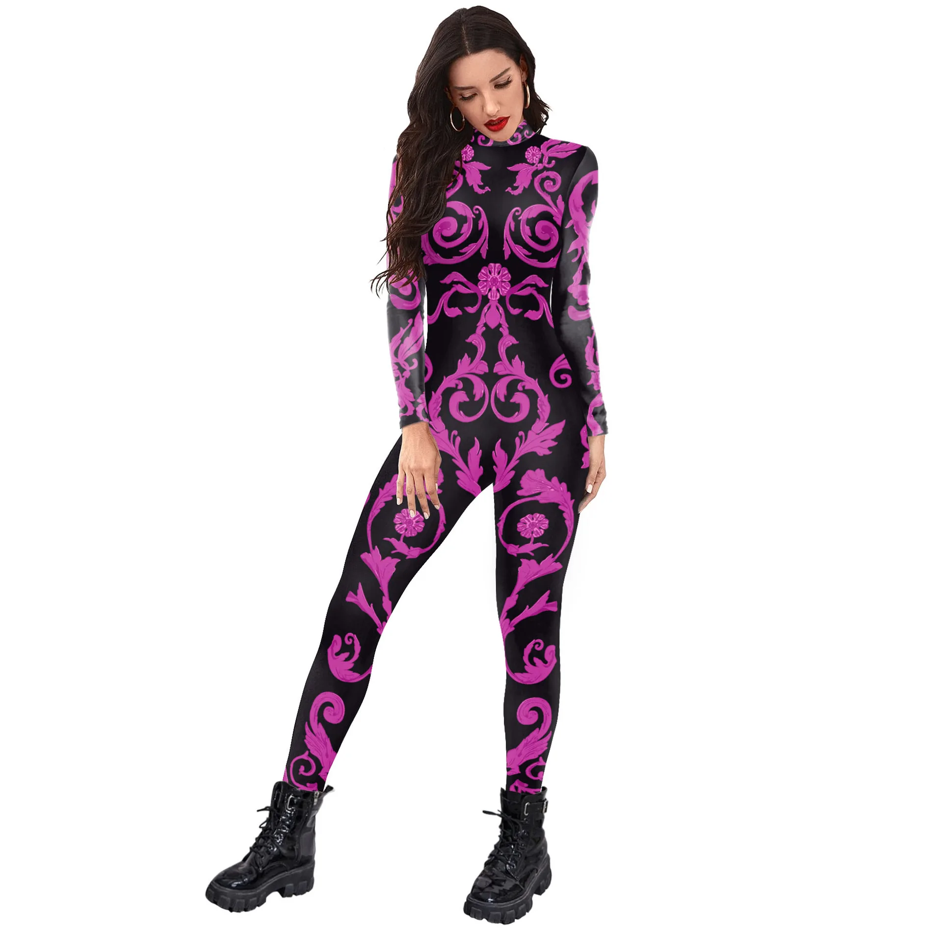 Farbe Cosplayer 3D-Druck Cosplay Kostüm Frauen atmungsaktiven Catsuit Anime Bodysuit Karneval Party Overalls gestreiften Zentai