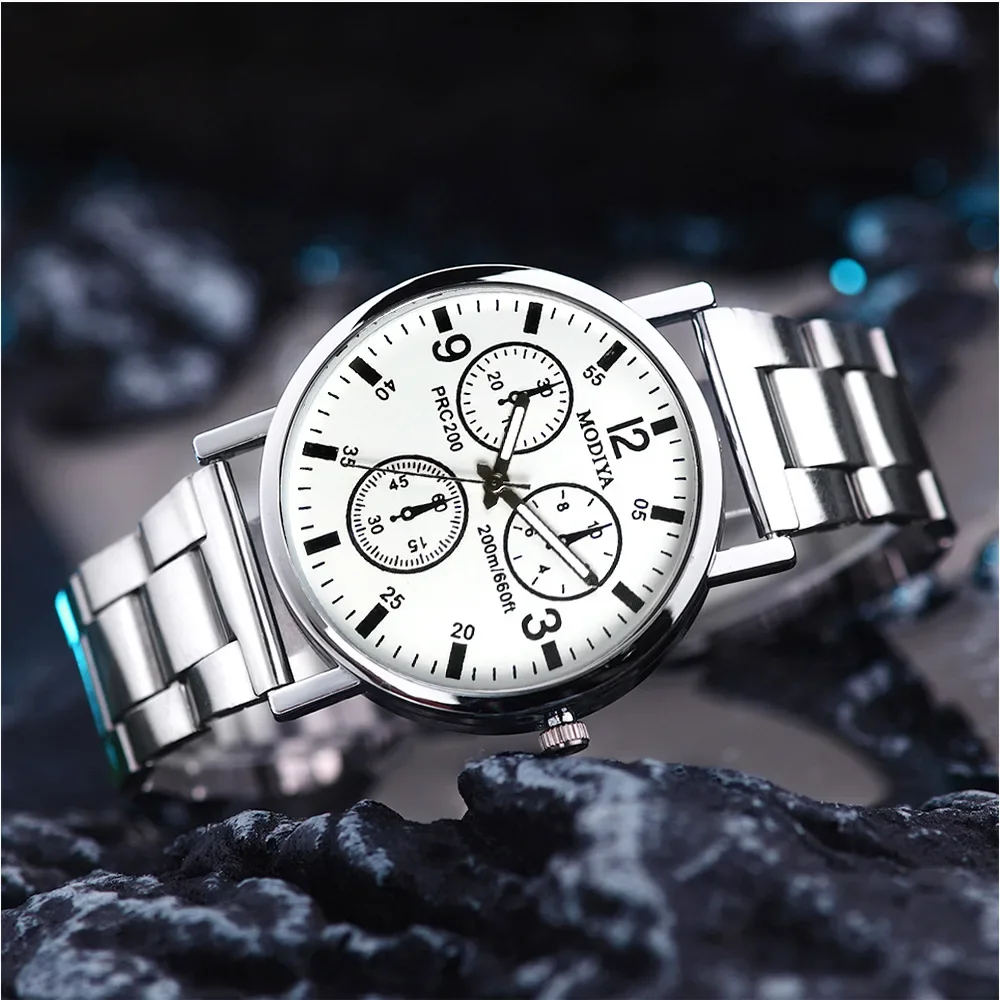 Joyería Relojes Luxury Classic Business Quartz Watch Three Eyes Stainless Steel Glass Unisex Watches Saat Женские Часы 손목 시계