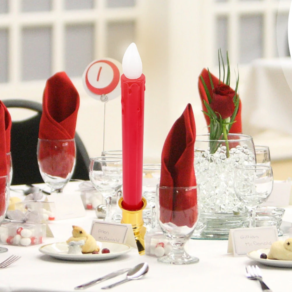 4 قطع شموع مستدقة عديمة اللهب LED واقعية تعمل على شموع ديكور عطلة الزفاف في عيد الميلاد