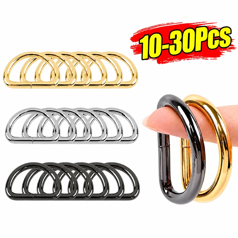 10/20/30Pcs 13-50mm D Ring Metal Buckles Dog Collars Hardware Dee Rings Hook Bag Strap Connection Belt Loop Clip Clasp Accessory