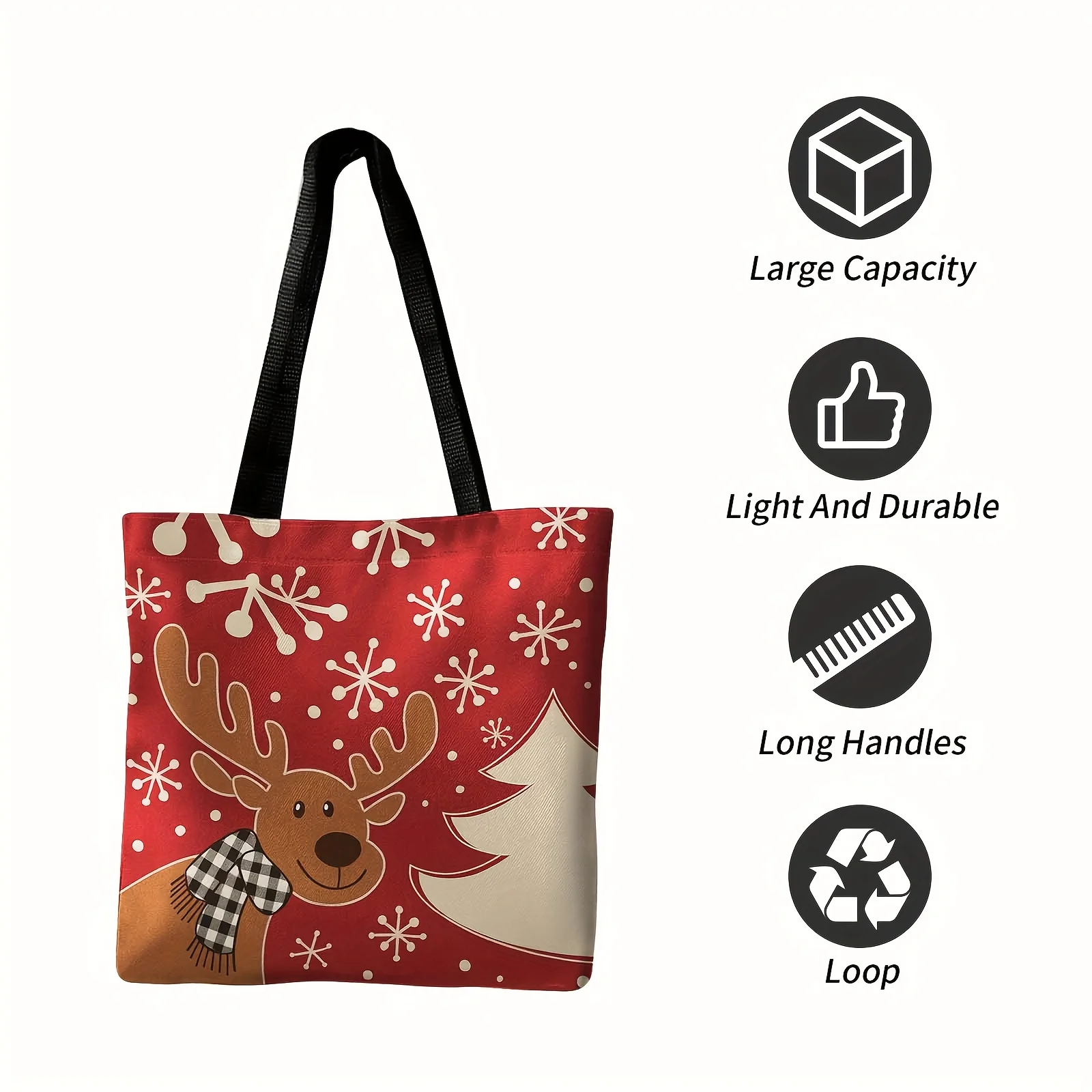 A Shopper Bag That Is Portable And Can Be Carried on The Shoulder Or by Hand, Made Of, Featuring Designs of Reindeer
