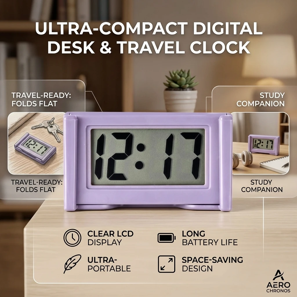 Mini Digital Clock Large Screen Car Dashboard Electronic Clock Self-adhesive Mini Clock Car Clock For Truck Dashboard