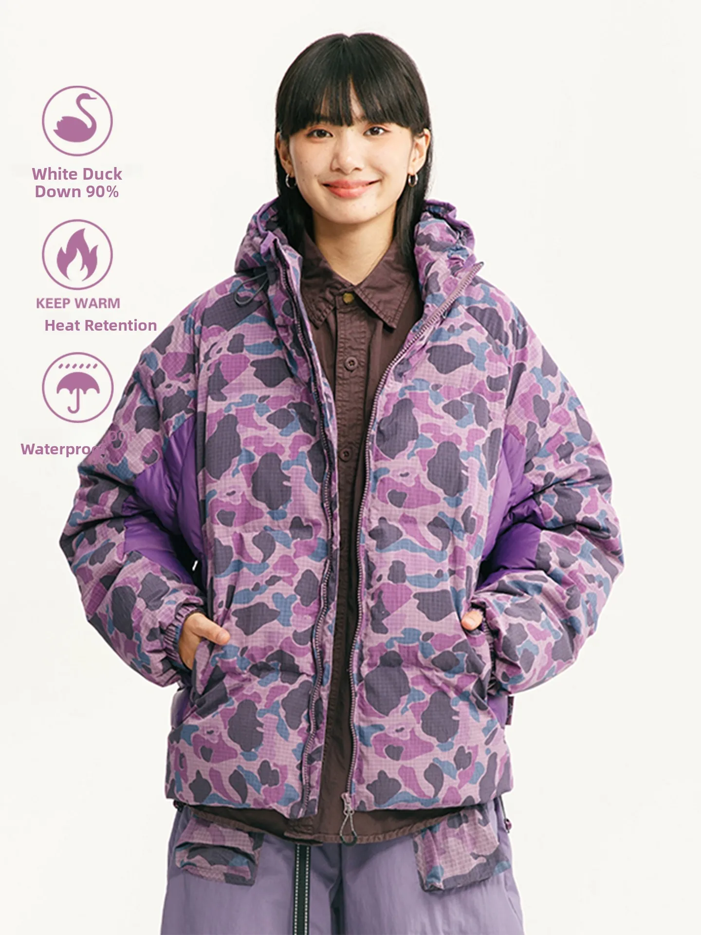 

Уличная трехфункциональная пуховая куртка с капюшоном для мужчин и женщин, теплая, водонепроницаемая, ветрозащитная, камуфляжная, для катания на лыжах и сноуборде