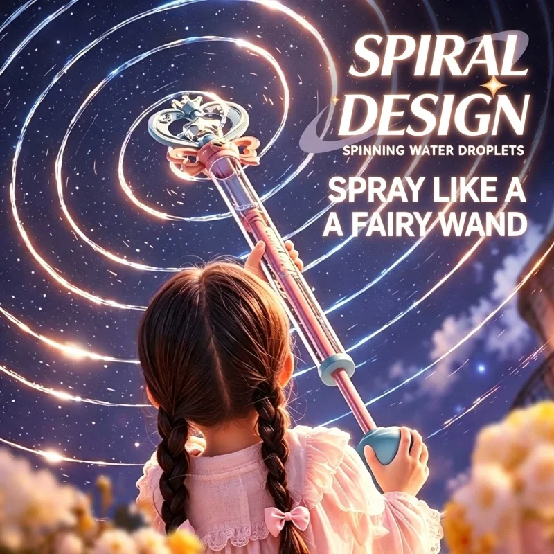 Childrens Magic Fairy Wand Water Gun Toy Dual Mode Handheld Water Cannon Pull Out Spiral Summer Toys for Kids Outdoor Play Gifts