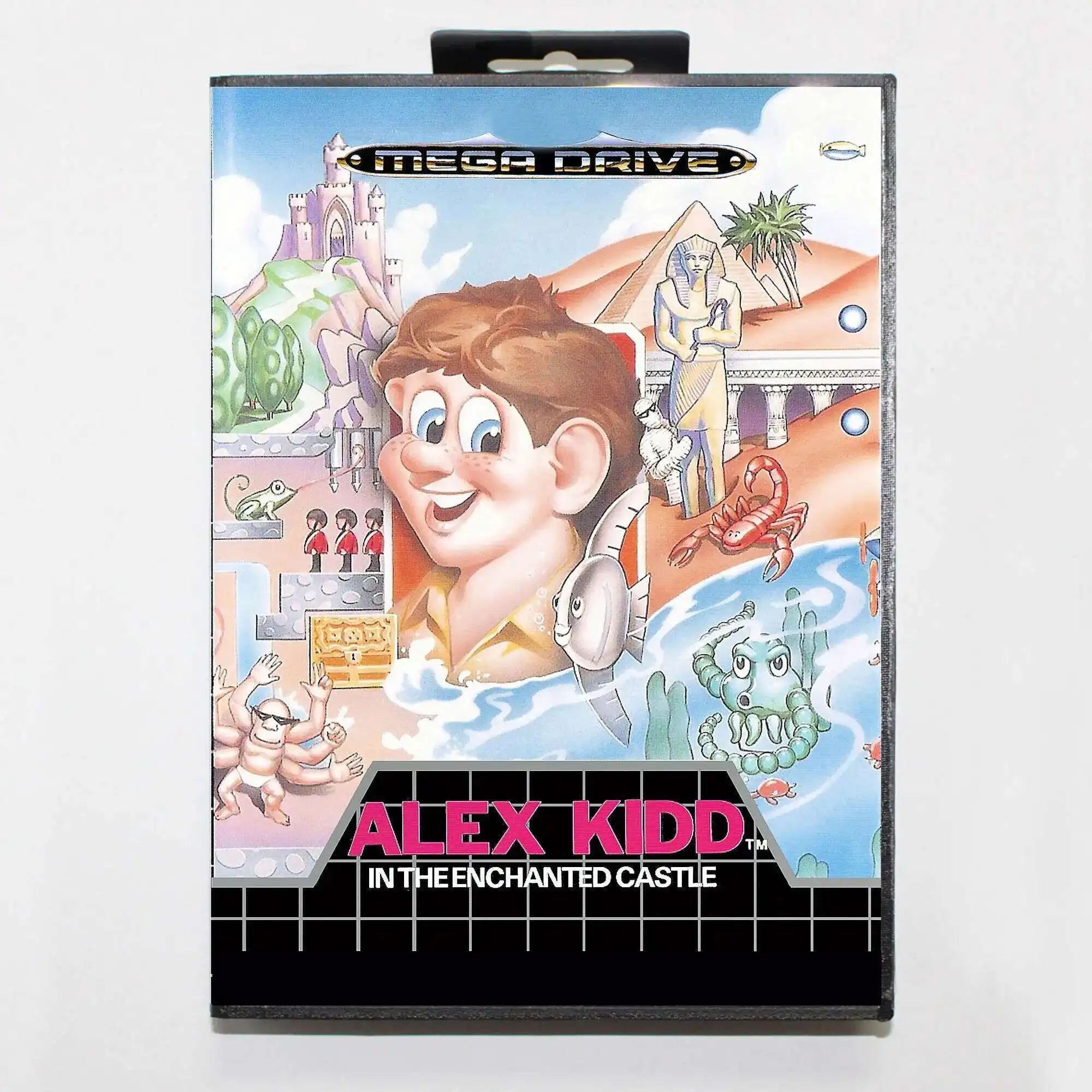 Cartão de jogo Alex Kidd MD com caixa para sistema Sega Megadrive Genesis de 16 bits