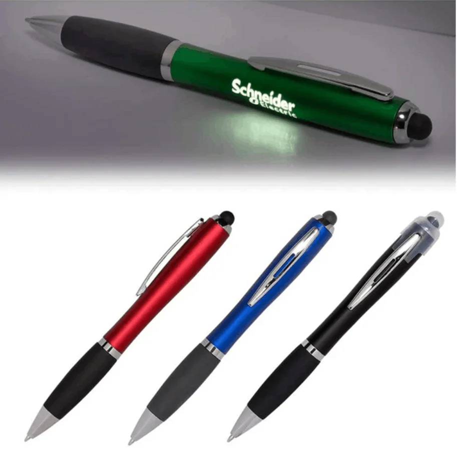 

200pcs/set Advertising LED LOGO Pen Wholesale Promotional Touch Screen Stylus Pens with Free Custom Logo Promotion Pen