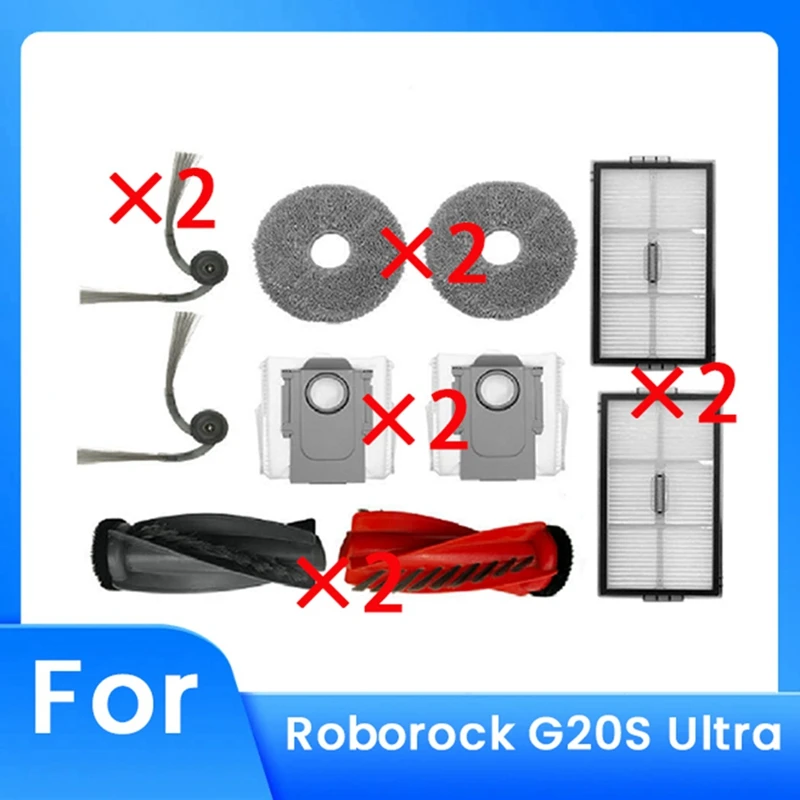 

A13R-10 Pcs For Roborock G20s Ultra Sweeping Robot Accessories Main Side Brush Dust Bag Mop Cleaner Parts Replacement