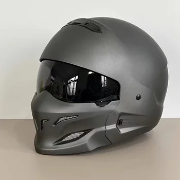 Titan Grey Skorpion Voll gesichts helm Motorrad Kombination Helme eingebaute Linse Moped Scooter Cruiser vier Jahreszeiten