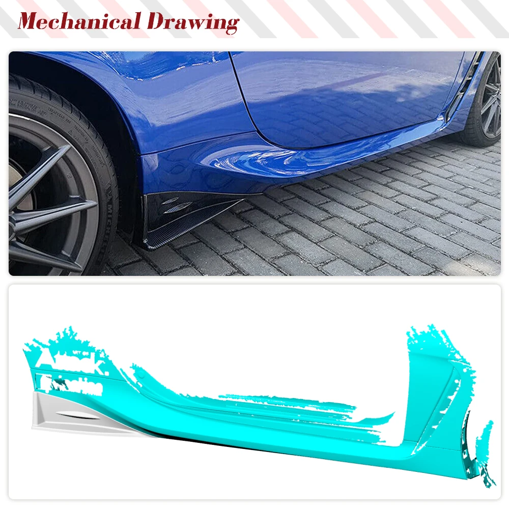 Car Side Bumper Splitters For Toyota GR86 Subaru BRZ 2022 2023 Carbon Fiber Car Side Skirt Splitters Body Kit