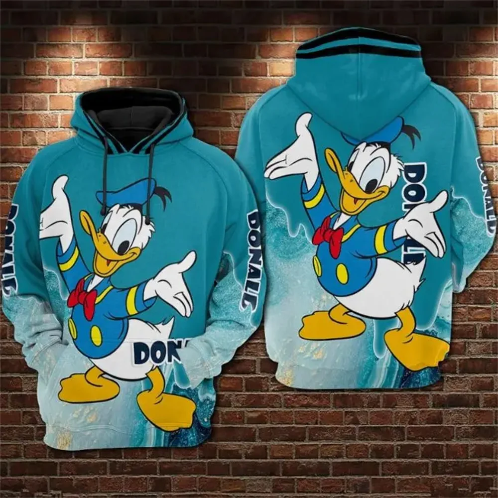 Sudadera con capucha con estampado 3D del Pato Donald de Disney para hombre y mujer, Jersey informal con capucha, sudadera navideña de Disney, ropa de calle Harajuku