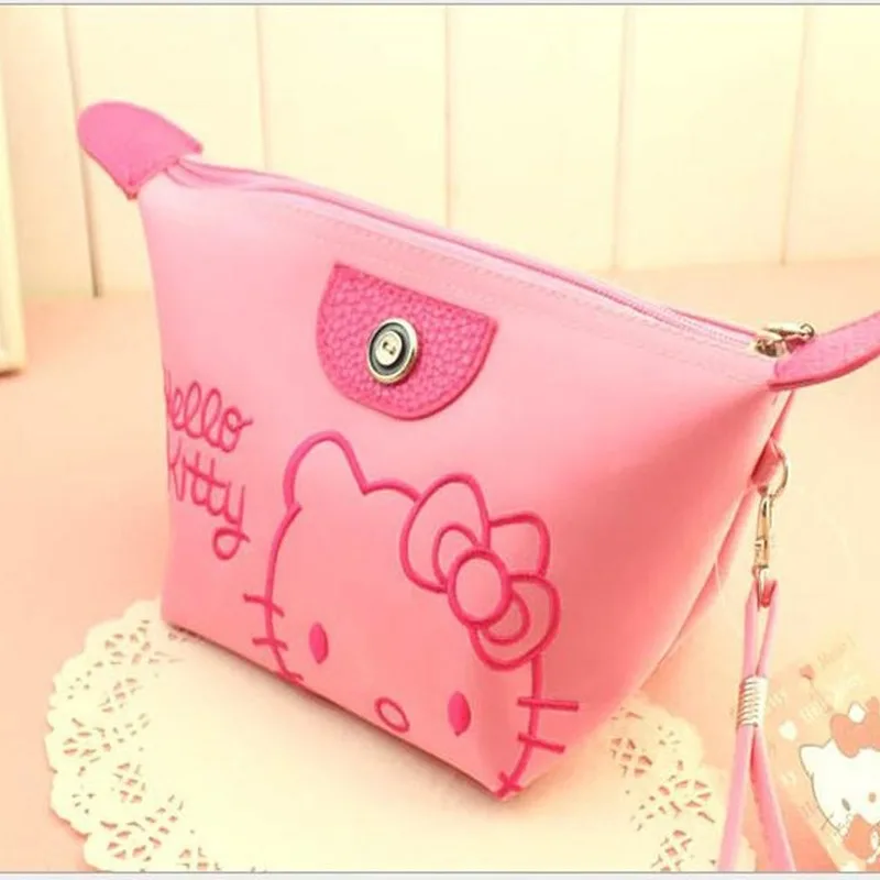 Anime peripherals Hello Kitty Cosmetic Bag Small Portable Simple Cute Girl Travel Waterproof Skin Care Products Storage Bag