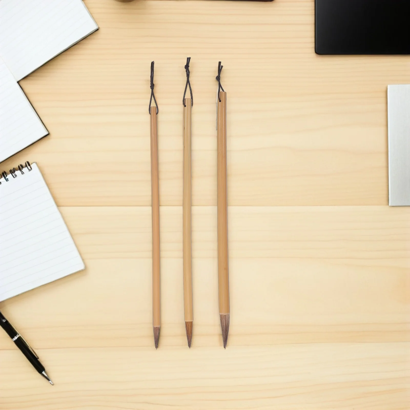 3Pcs Chinese Painting Brush Set Wolf Hair Tips Bamboo Handle for Calligraphy Drawing Watercolor Sketching Portable Design