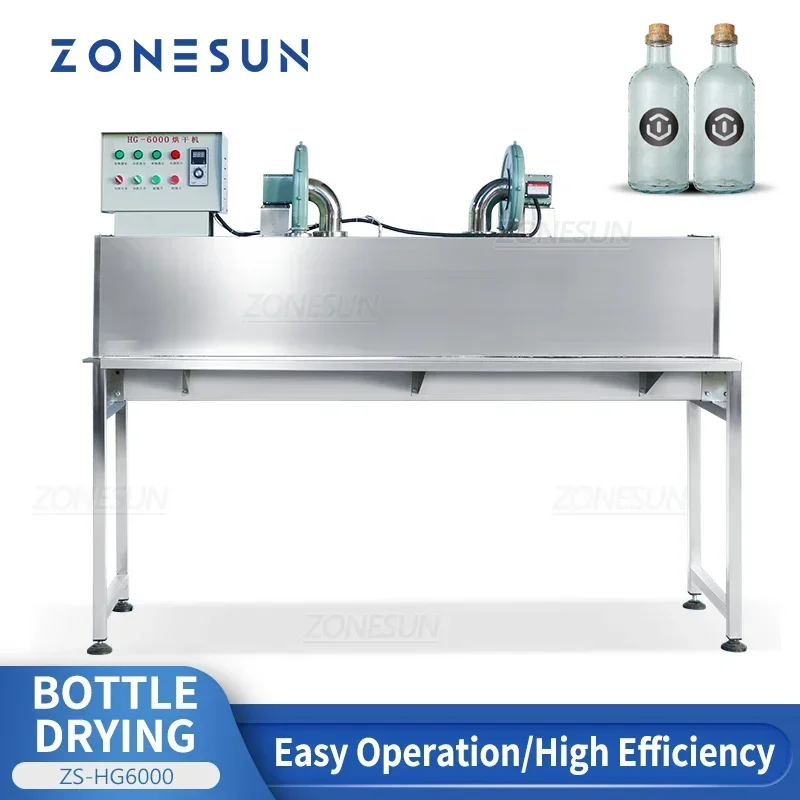 

ZONESUN ZS-HG6000 Glass Bottle Dryer, High Temp Hot Air Tunnel Conveyor Packaging Line
