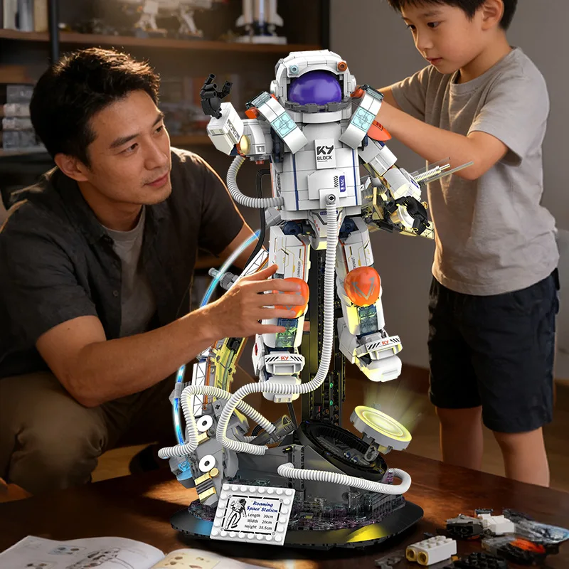 Vliegende astronaut modelbouwstenen met lichtstrip spray accessoires kit montage ornament speelgoed jongen verjaardagscadeau K96232