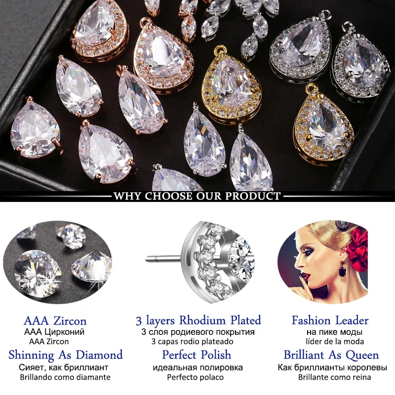 AAA White Cubic Zirconia Stones Jewelry Accessories for Stud Earrings Leaf Pear Shape CZ DIY Jewelry Beads Zircon Stone