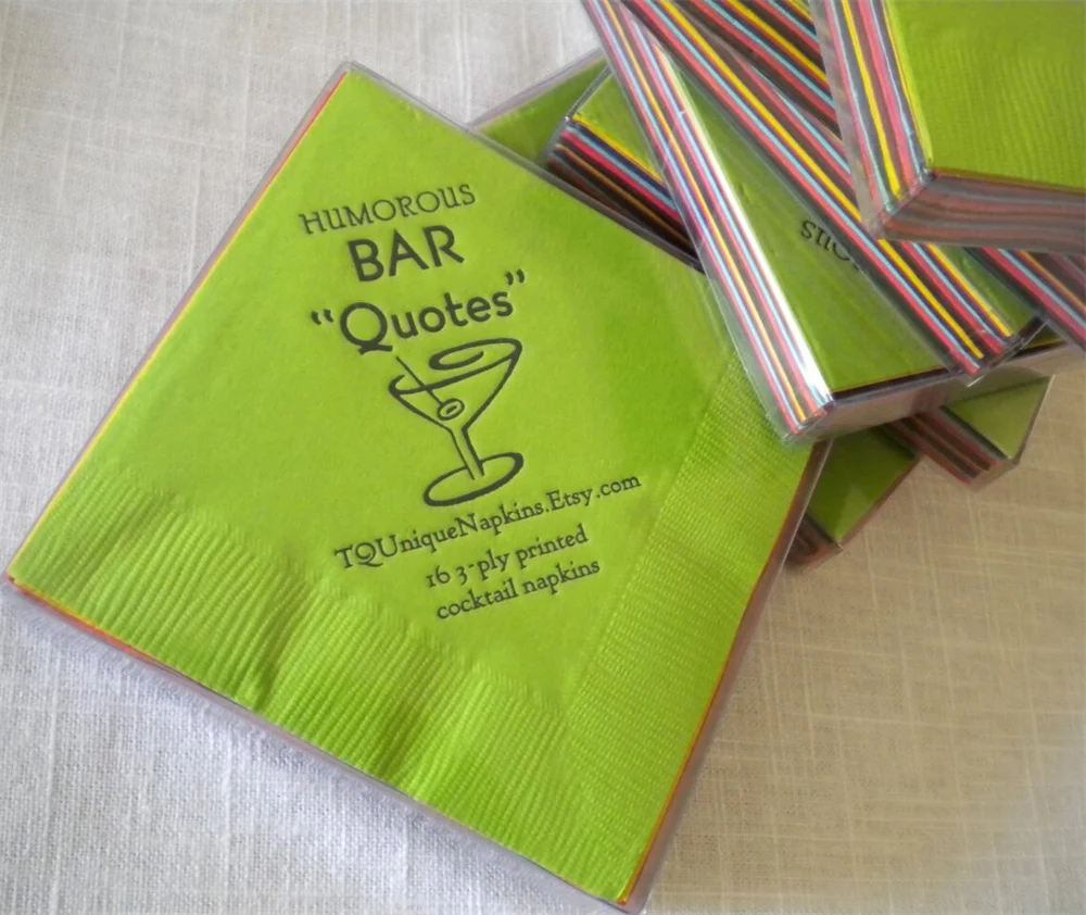 50PCS Bar Napkins Cocktail Party Funny Cocktail Quotes Boxed set of 16 printed napkins