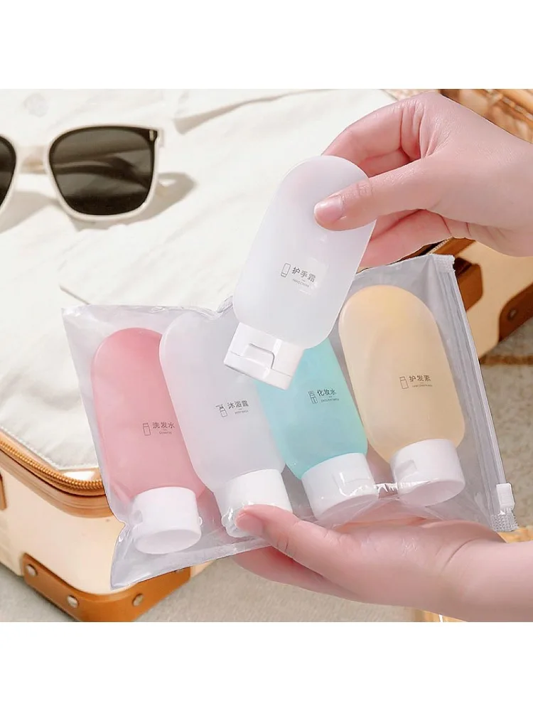 Nouveau 60ML bouteilles de voyage en Silicone ensemble d'emballage de voyage bouteille d'avion bouteille de voyage rechargeable bouteilles de shampoing Kit LXPTZ01