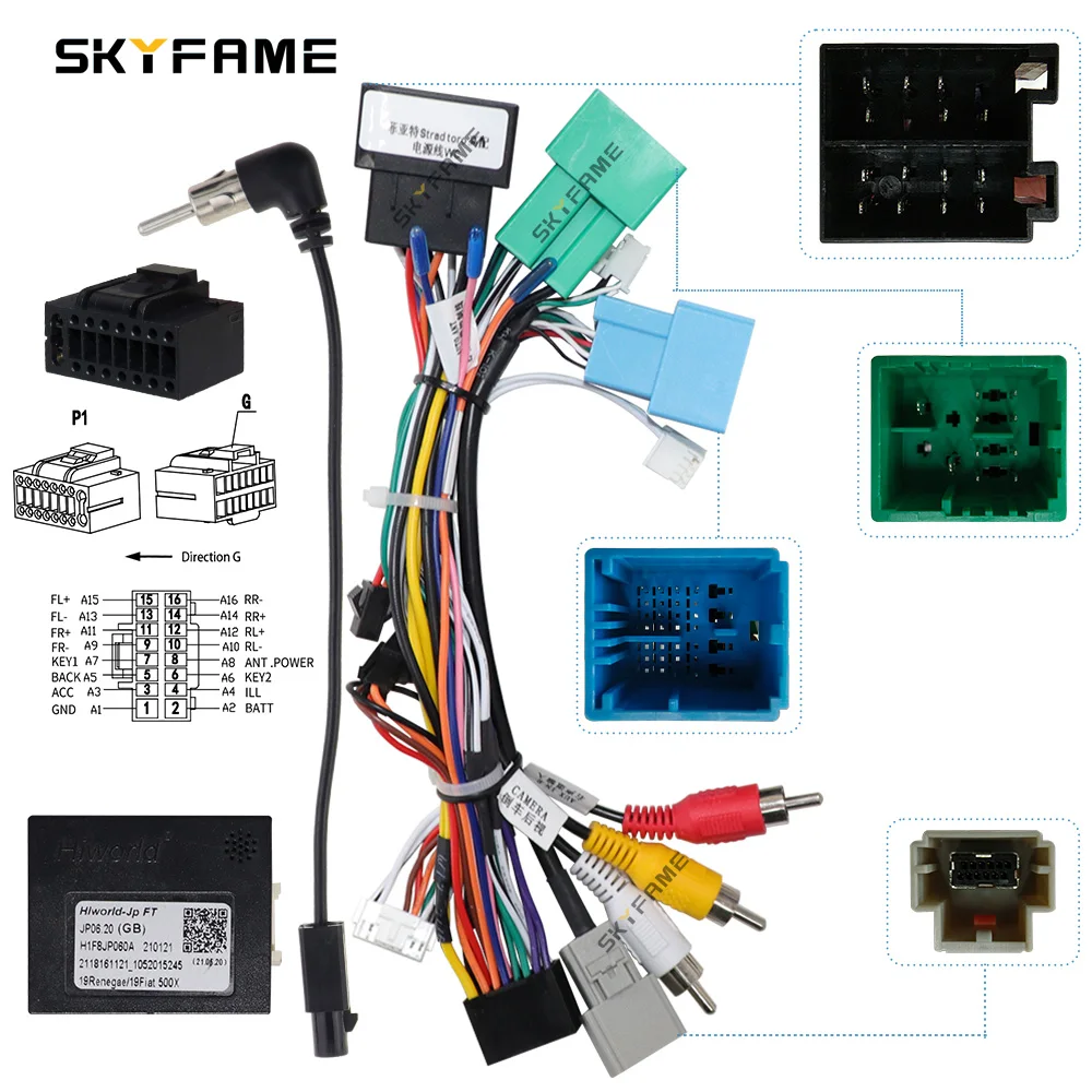 

SKYFAME Car 16pin Wiring Harness Adapter Canbus Box Decoder Android Radio Power Cable For Fiat Strada Toro Jeep Compass Renegade