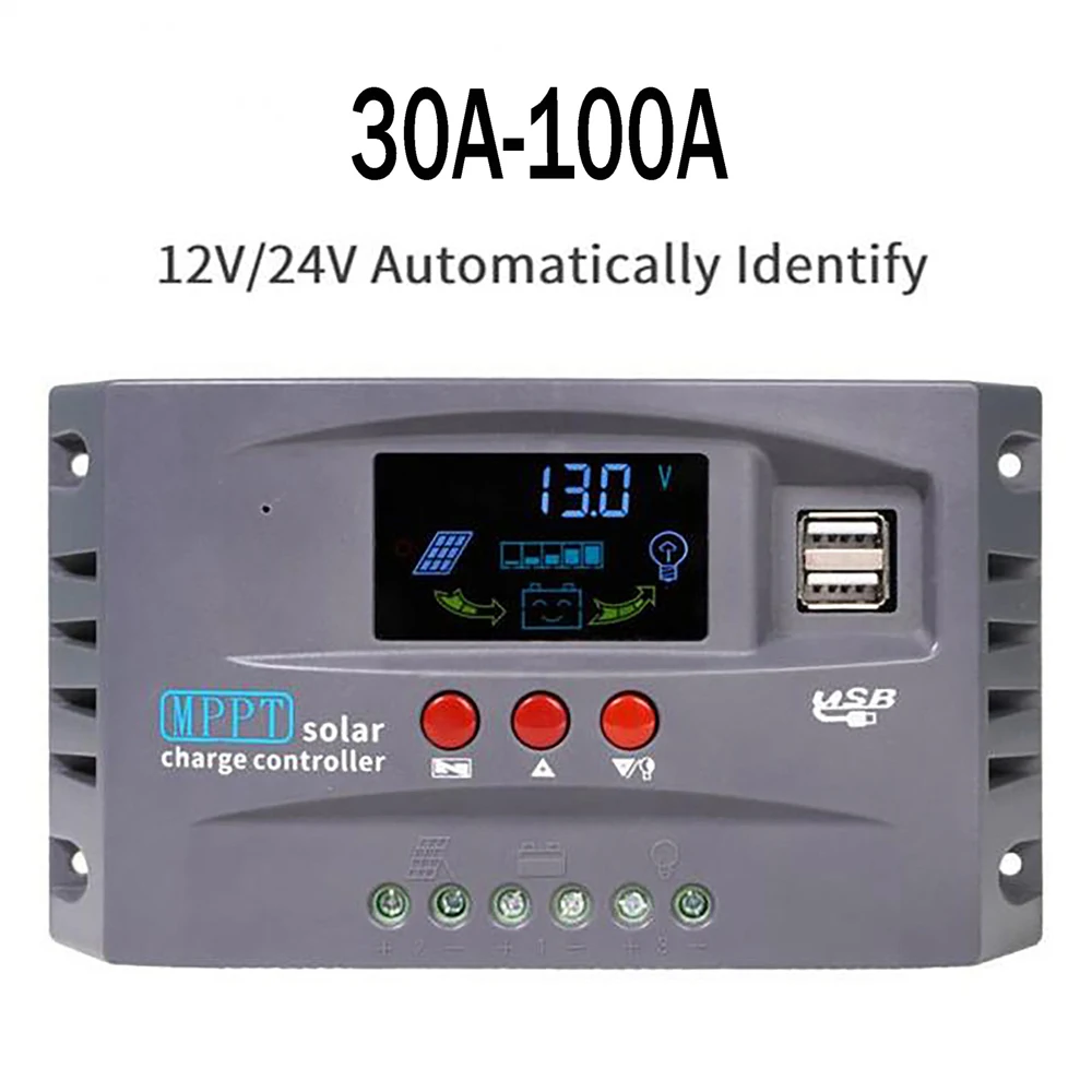 Solar Controller 12Volt/24Volt Automatic Identification Solar ReCharger LCD Solar Regulator Dual-USB Solar ReCharge Controller