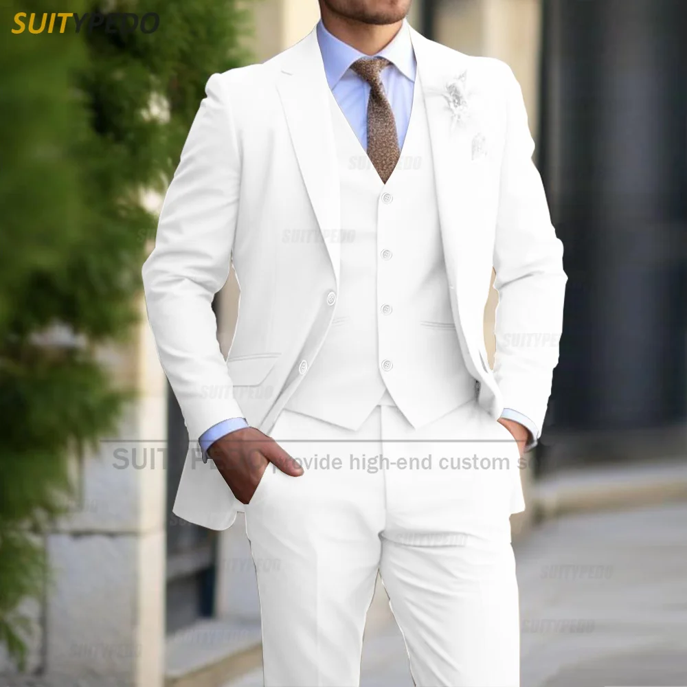 Formal Banquet Business Suit Sets For Men Wedding Party Grooms Elegant Outfits Fashion Prom Slim Fit Blazer Vest Pants 3 Pieces Formal Banquet Business Suit Sets For Men Wedding Party Grooms Elegant Outfits Fashion Prom Slim Fit Blazer Vest Pants 3 Pieces