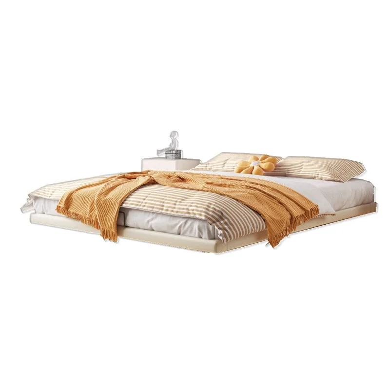 

Light luxury modern simple headless bed 1.5 meters bed frame small apartment leather bed