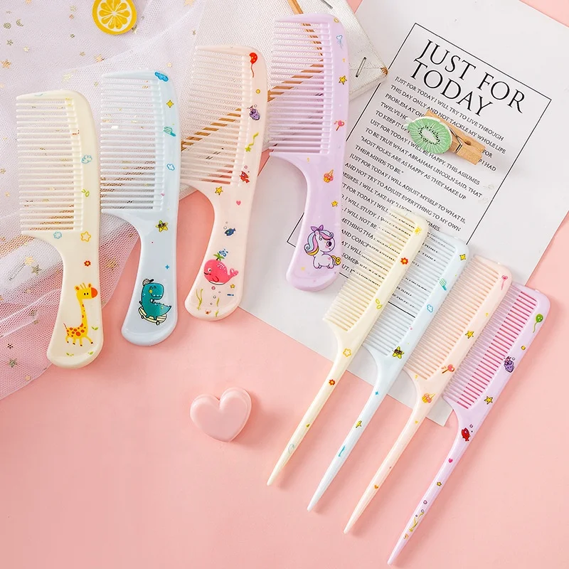 2Pcs Kids Hair Comb Set Cute Portable Anti-Static Plastic Hairdressing Comb For Girls Hair Comb Cartoon Baby Chil