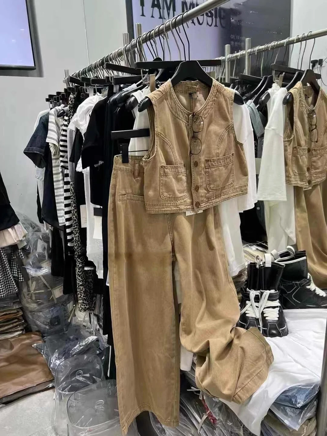 

Женский джинсовый жилет в стиле ретро Aalyptic Sle, комплект с высокой талией, повседневные широкие брюки, летнее новое поступление, ансамбль Faion