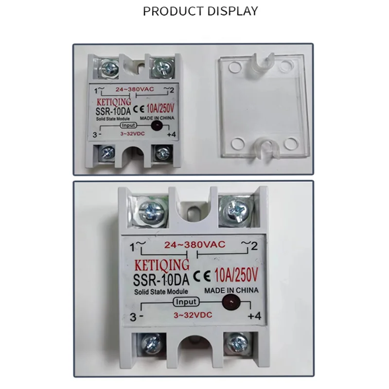 Solid State Relay  SSR-10DA SSR-25DA SSR-40DA SSR-60DA SSR-80DA SSR-100DA  Module 3-32V Input DC 24-380V AC Output High Quality