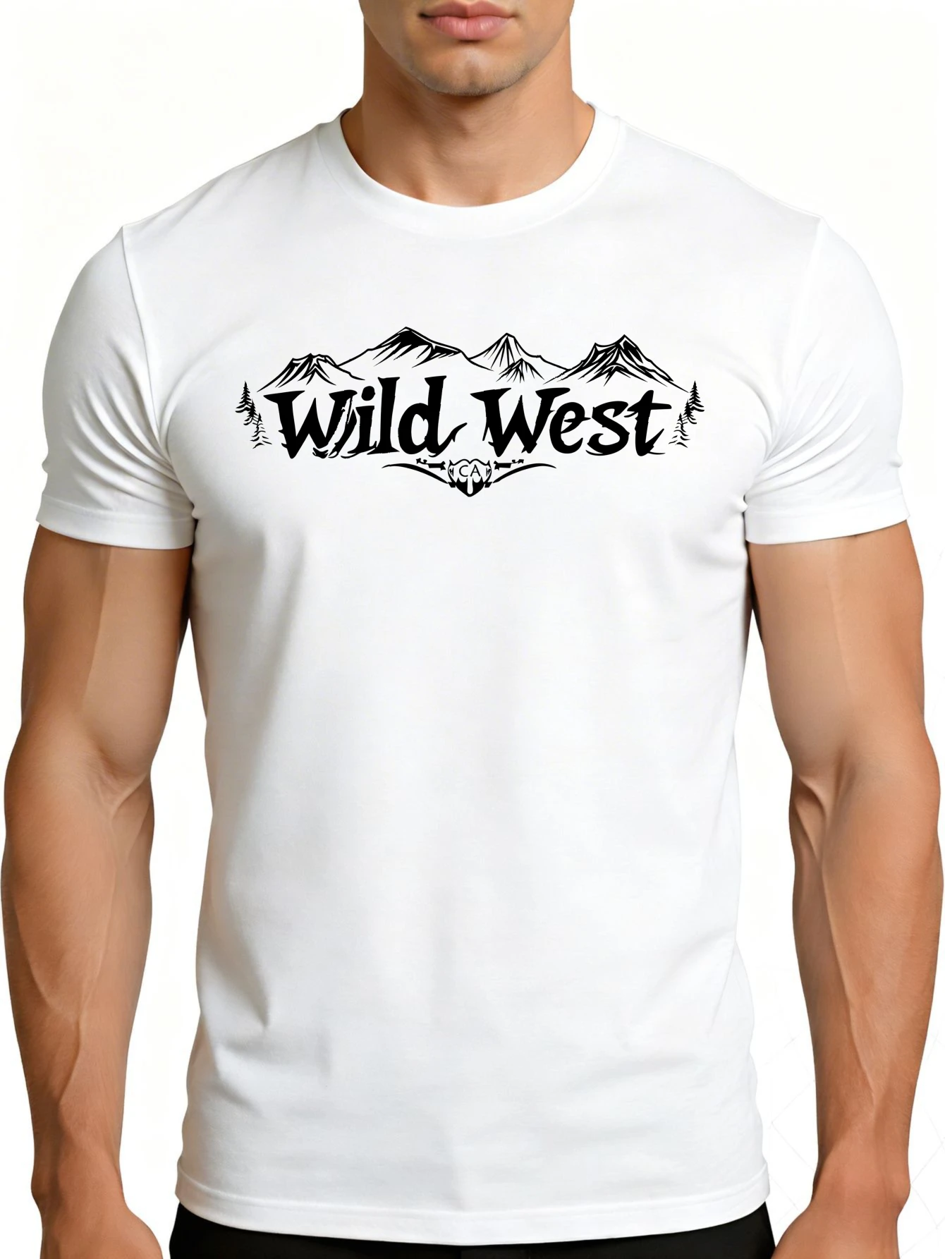 Men's Graphic T-Shirt - Breathable, Soft, Lightweight - Wild Western Mountain Peak Logo Design - Vintage Fun Graphic Casual Short Sleeve Summer Top, Gift for Him