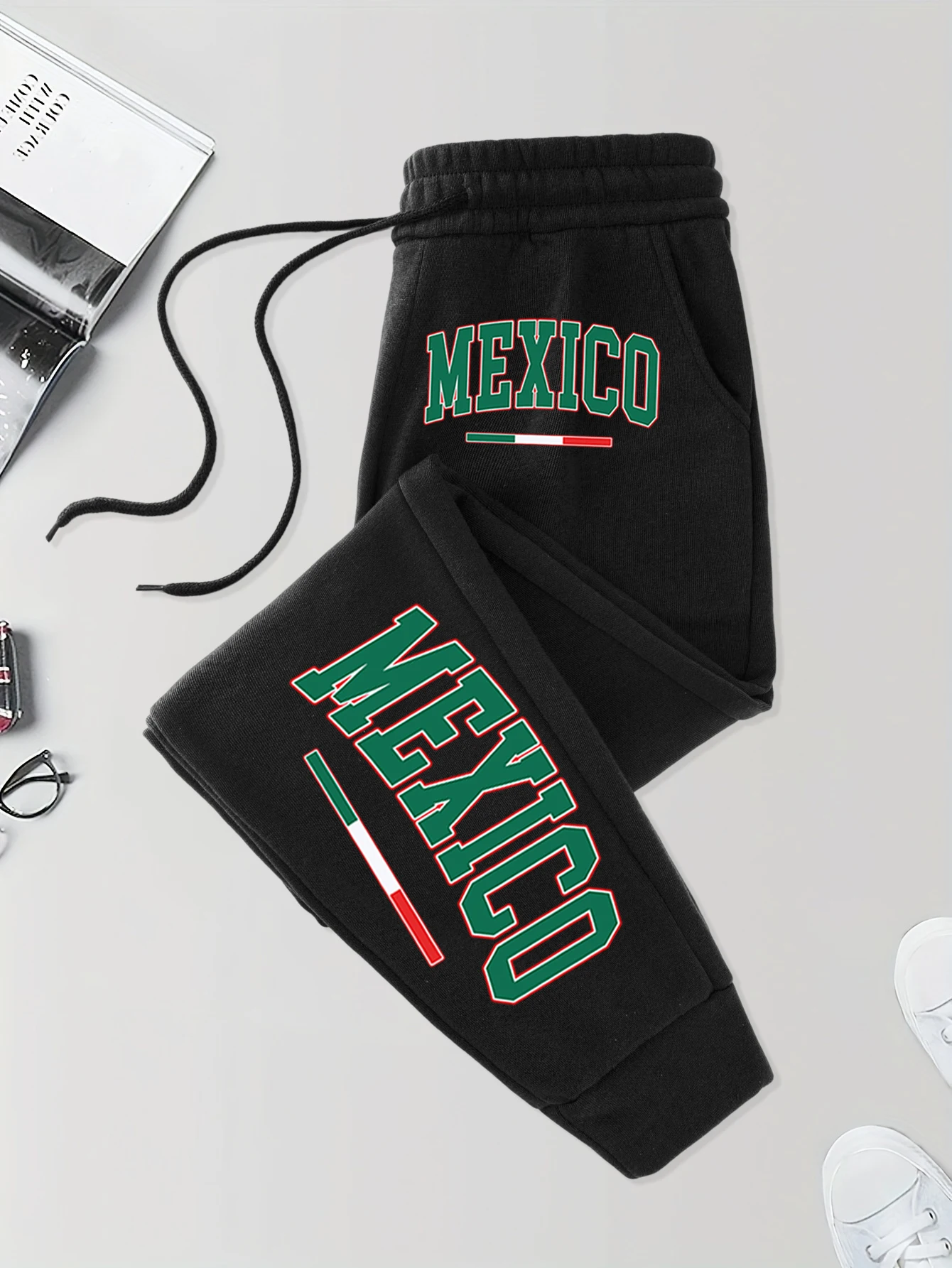 

Mexico Creative Letter Pattern Man Autumn Fashion Sportpants Comfy Fleece Pants Warm Street Britches Soft Pocket Long Pant