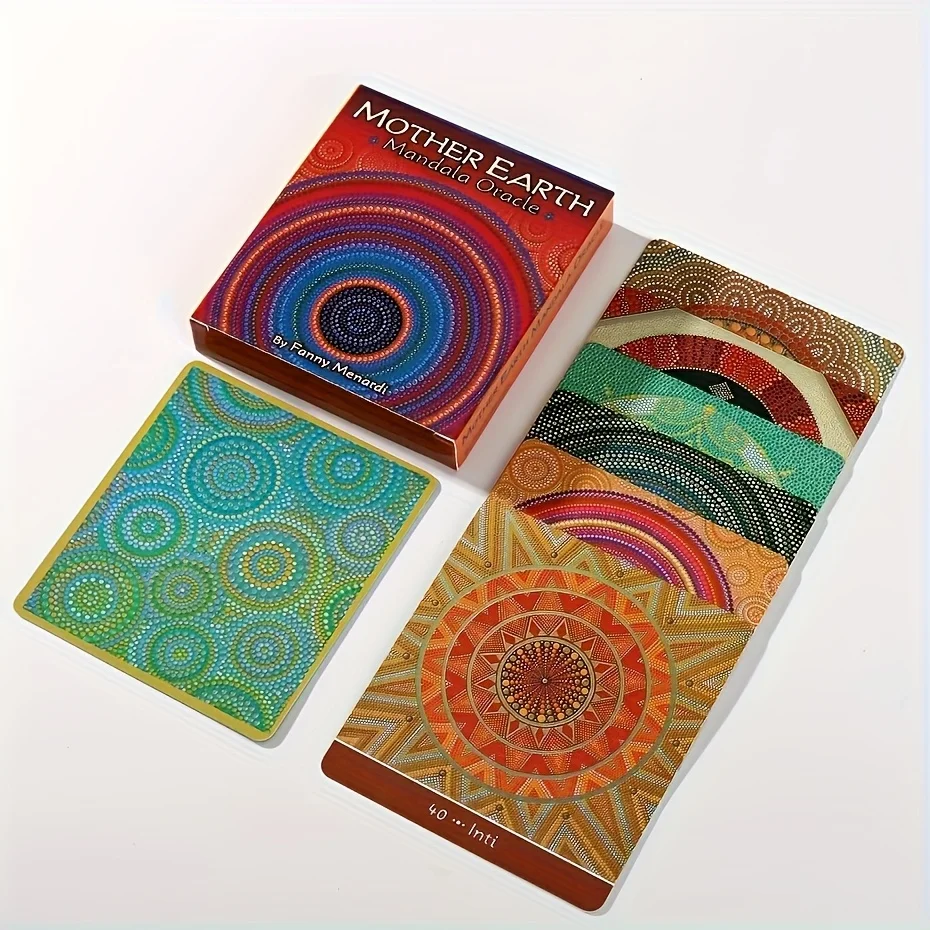 アースマザー マンダラ オラクル カード デッキ、44 タロット カード 英語版 ボードゲーム、占い、占いカードゲーム