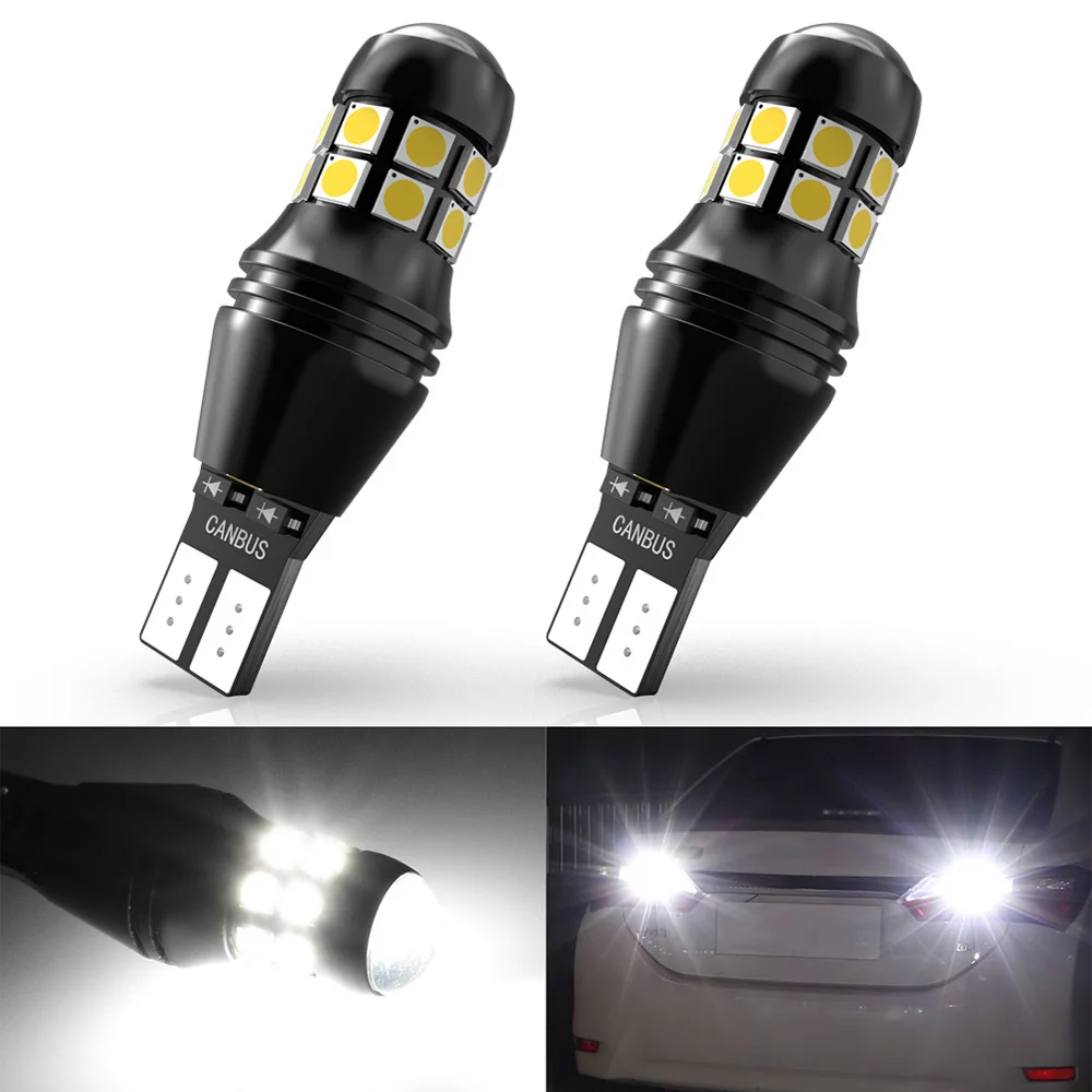 2Pcs W16W T15 LED Reverse Light 6500K White Canbus No Error Bulbs 2600LM 921 912 Backup Bulb Car Reversing Lamp Plug and Play