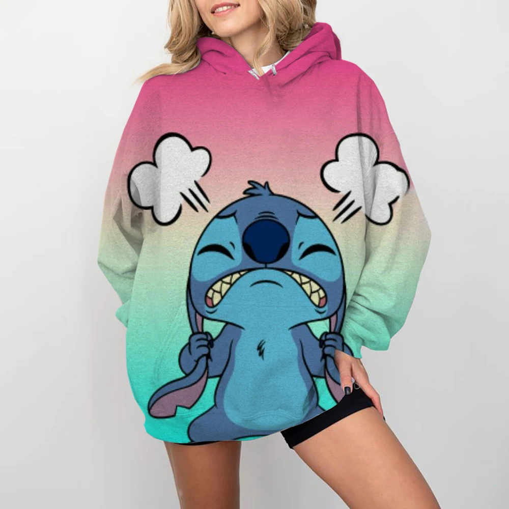 Disney lilo stitch pulôver hoodies manga longa moletom meninos meninas das mulheres dos homens roupas pai-filho dos desenhos animados topos casaco